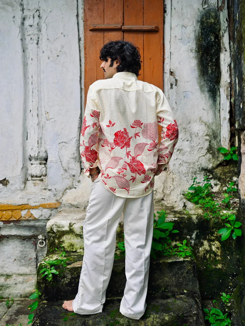 SCARLET BLOOM COTTON SHORT KURTA