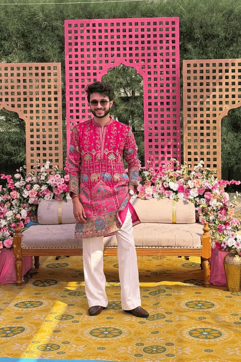 PREMIUM PINK ETHNIC KURTA FOR WEDDING & FESTIVE WEAR