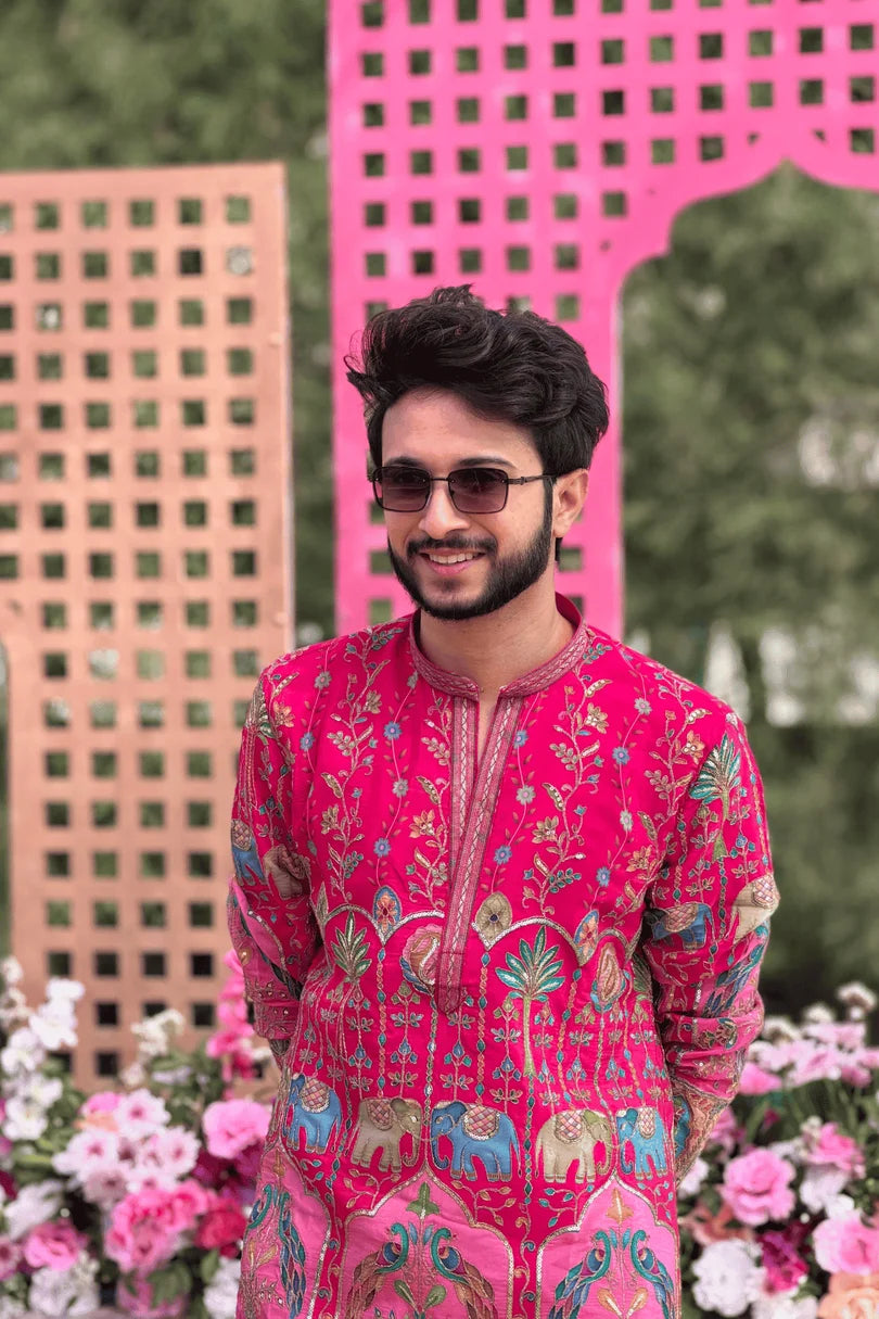 PREMIUM PINK ETHNIC KURTA FOR WEDDING & FESTIVE WEAR