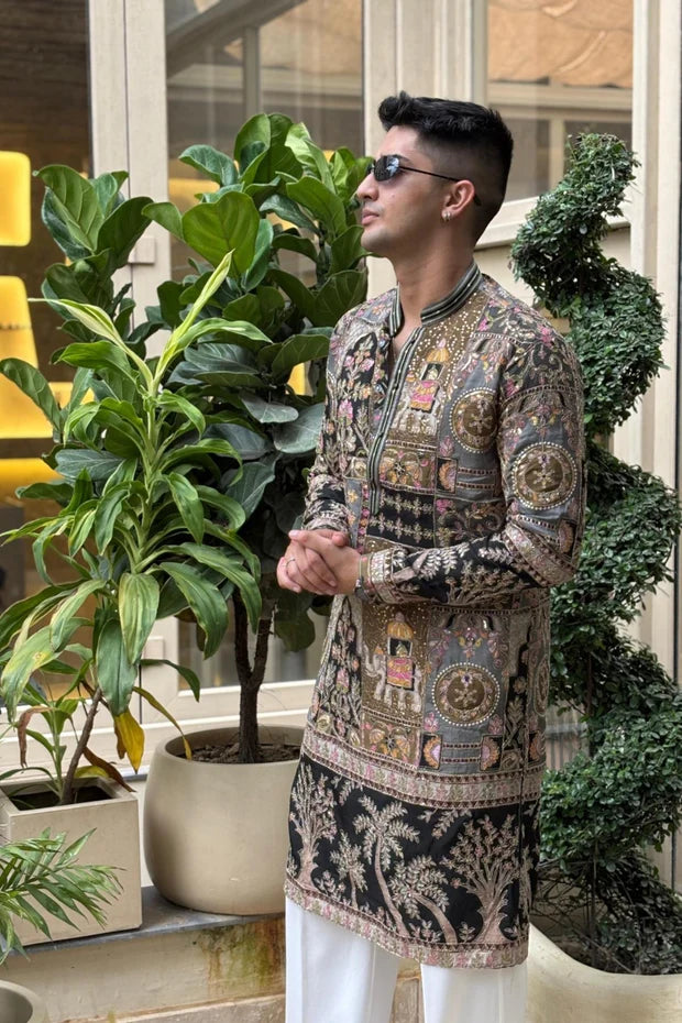 ROYAL BLACK KURTA SET FOR MEN | WEDDING & FESTIVE WEAR