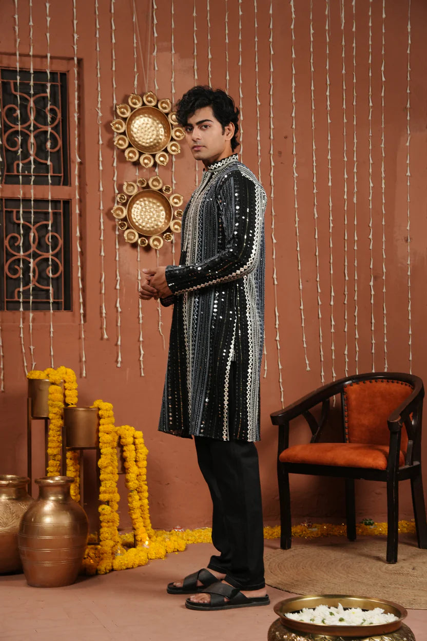 MIDNIGHT BLACK NOIR GEORGETTE KURTA