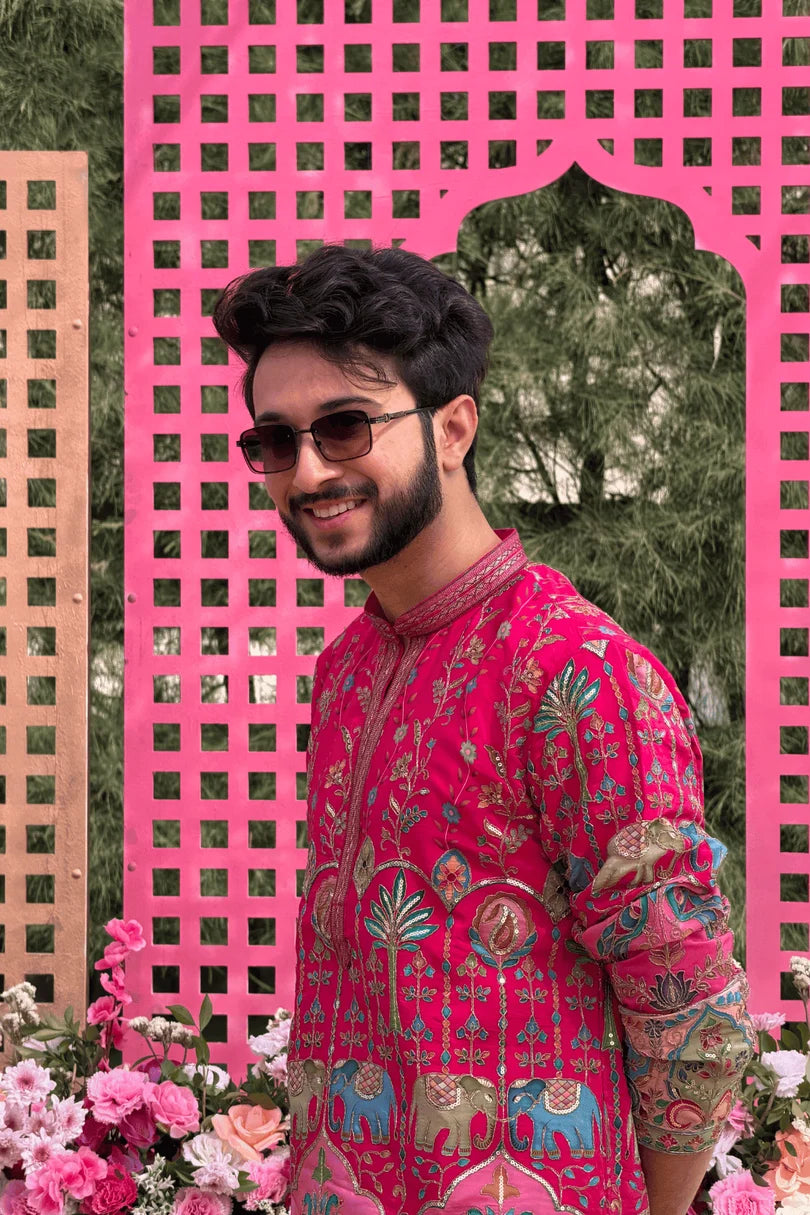 PREMIUM PINK ETHNIC KURTA FOR WEDDING & FESTIVE WEAR