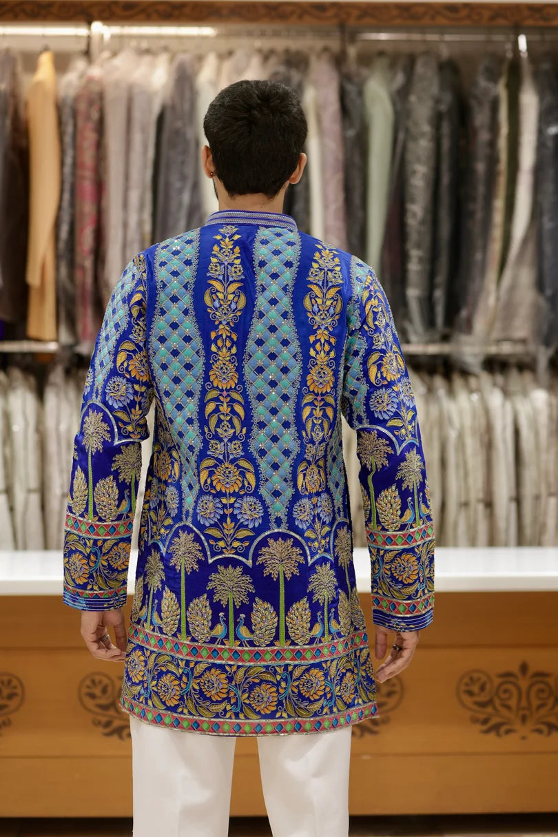 DESIGNER ROYAL BLUE WEDDING WEAR KURTA