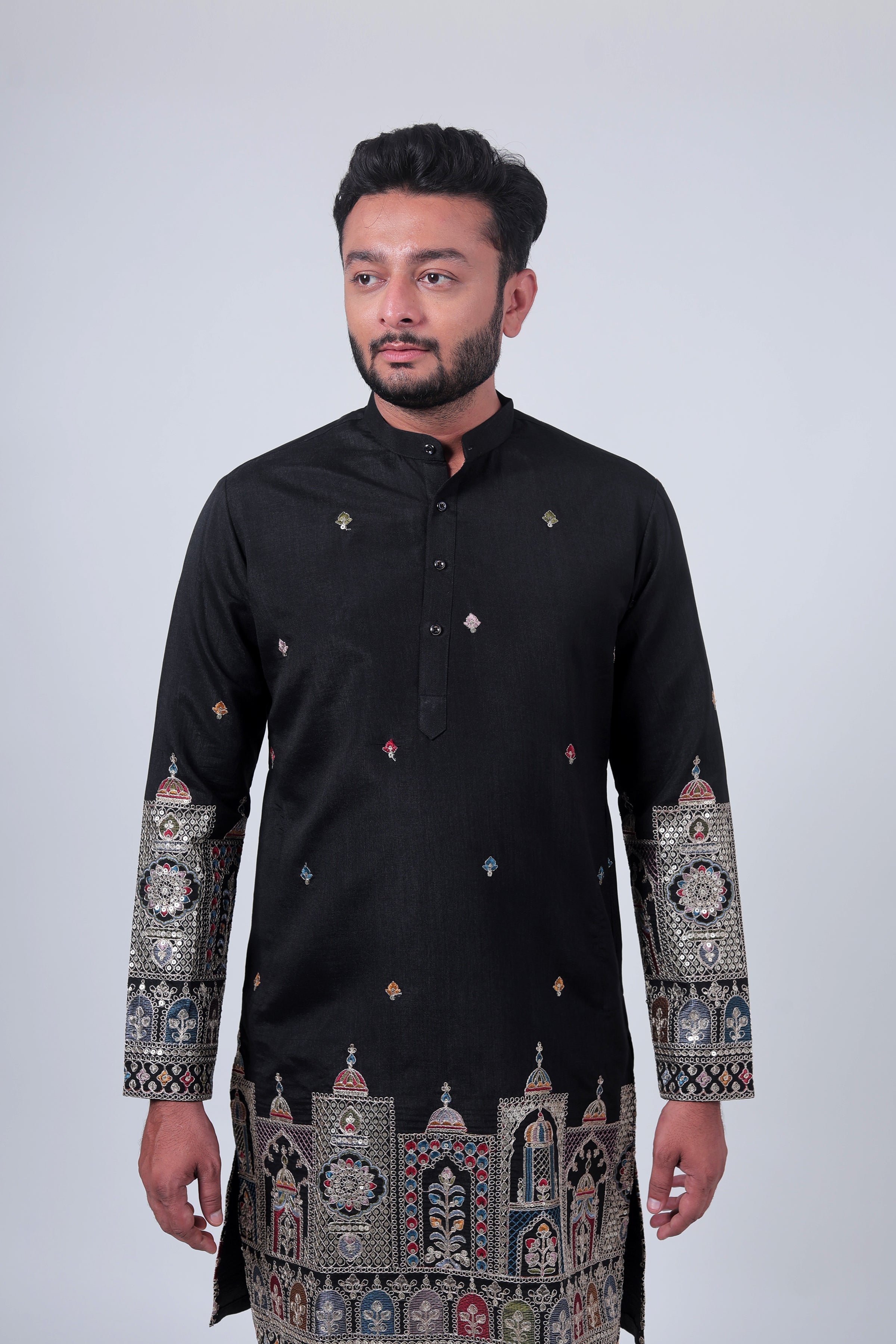 BLACK MIRROR & ZARI EMBROIDERED KURTA