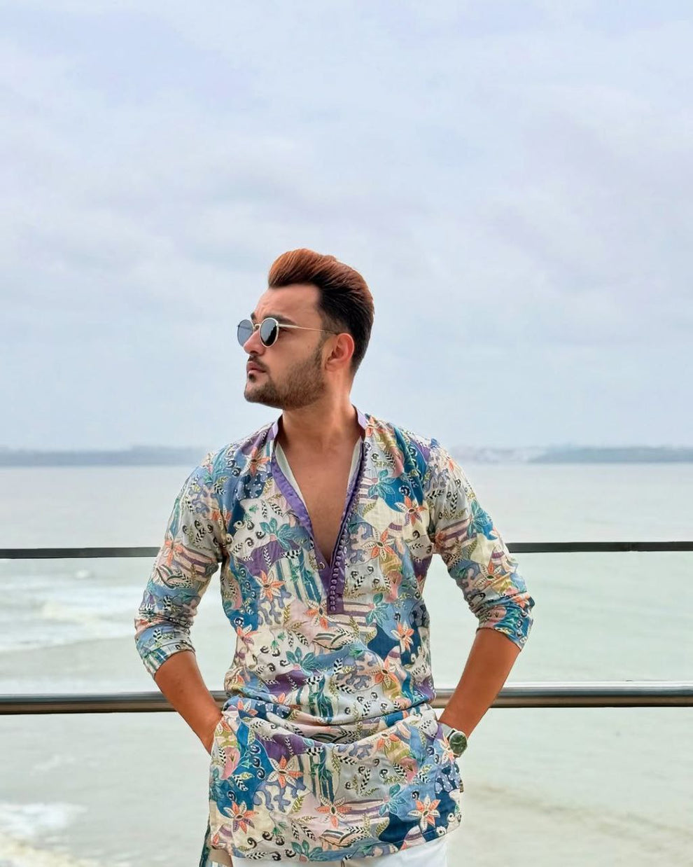 STOEM GREY MIX FLOWER PRINTED KURTA SET – Crowkurtas
