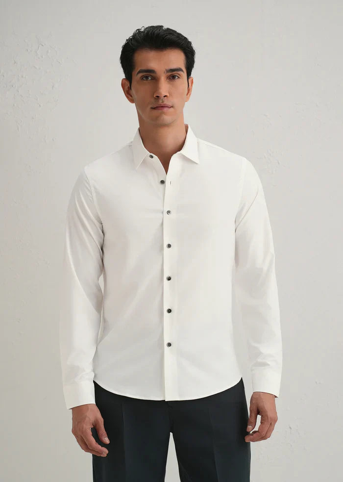 OFF-WHITE STITCHLESS PLACKET PREMIUM WRINKLE-FREE SHIRT