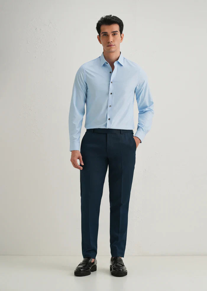 SKY BLUE STITCHLESS PLACKET PREMIUM WRINKLE-FREE SHIRT