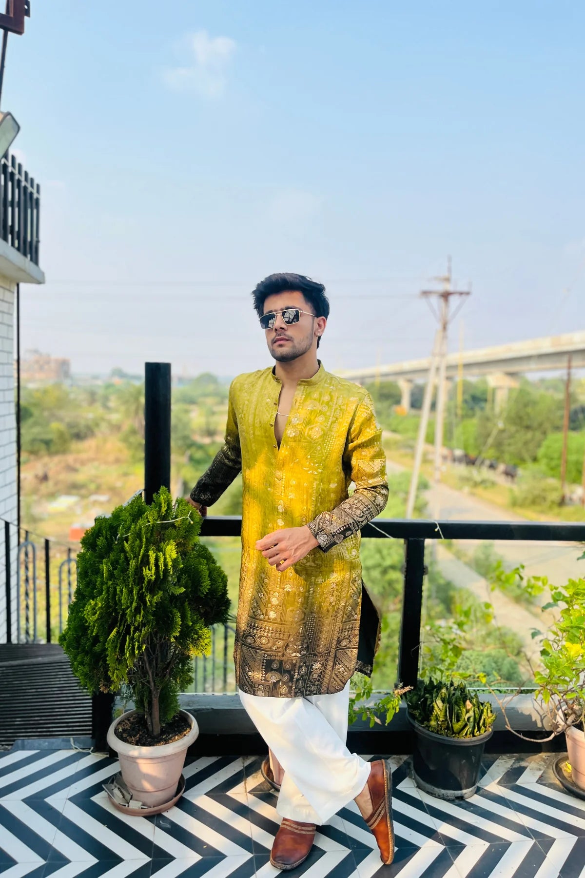 OMBRE BANARASI SILK KURTA FOR MEN